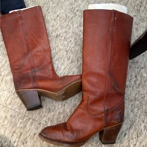 Vintage Elegant Tan Leather Heeled Campus or similar pull-on riding/western boot